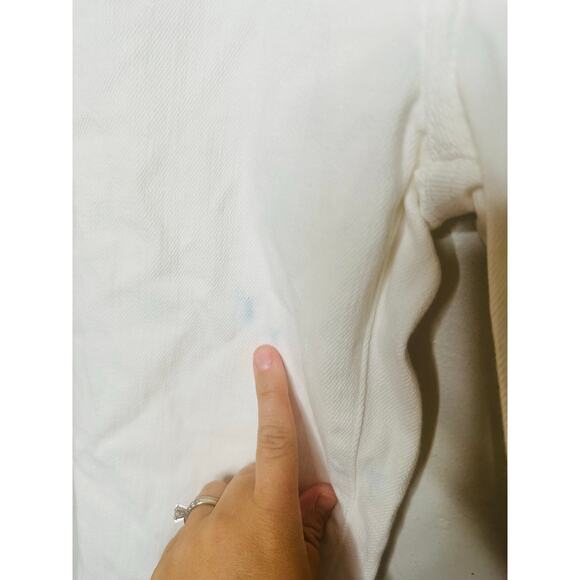 7 FOR ALL MANKIND White Cotton Blend Cuffed Hems Logan Straight Leg Jeans 25 - Picture 9 of 16